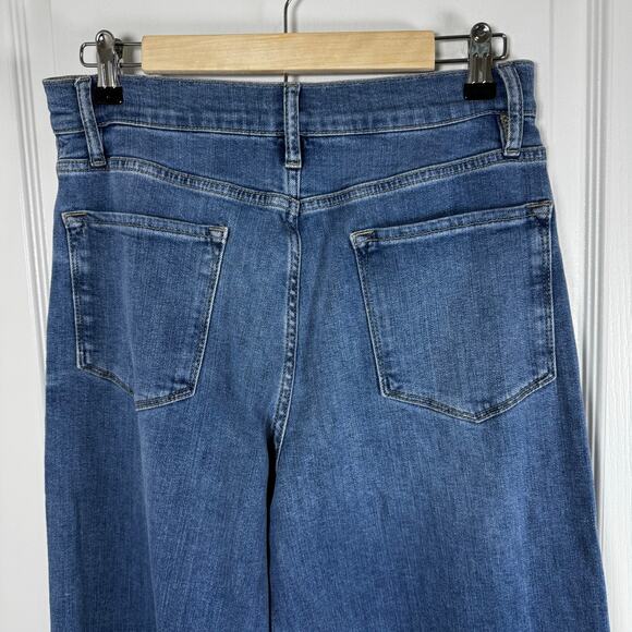 FRAME Le Palazzo Crop High Rise Wide Leg Blue Jeans Women’s 31 Frayed Hem - Picture 4 of 11